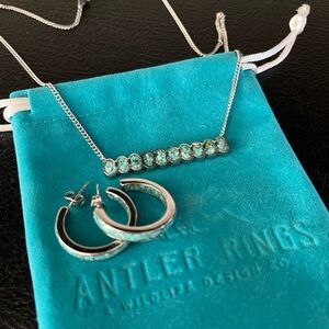 New Turquoise and Silver Necklace+Earring Set